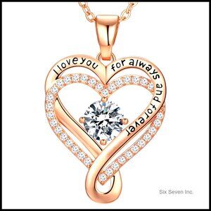 Sterling Silver Infinity Heart Pendant Necklace Elegant Minimal Anniversary Gift